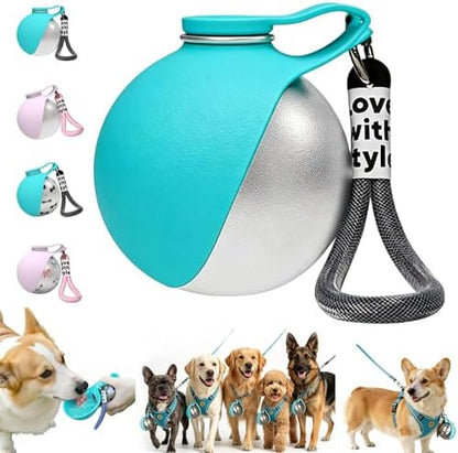 Foldable Pet Water Bottle Blue Front View