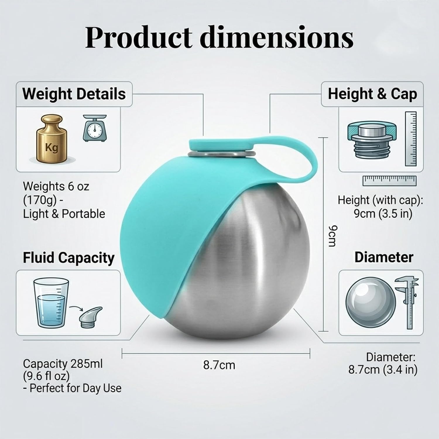 Foldable Pet Water Bottle Blue Top View