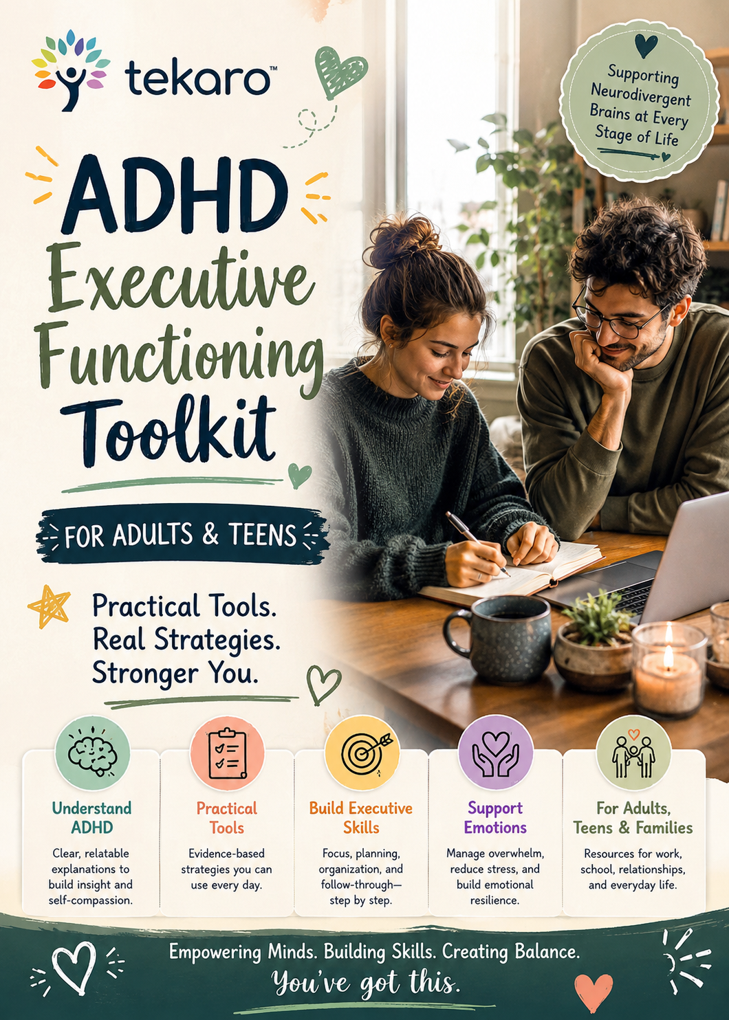 ADHD Executive Functioning Toolkit for Adults & Teens | Printable PDF Workbook, Focus & Organization Planner