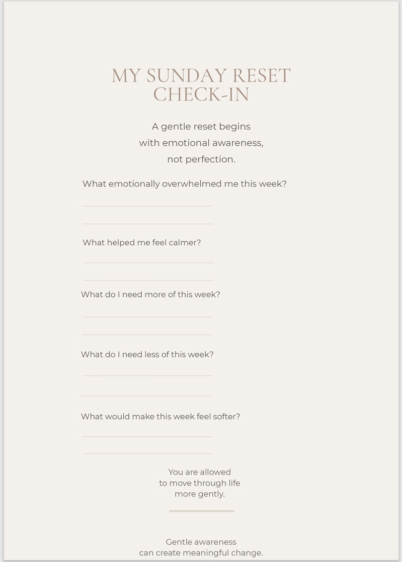 Sunday Reset For Women | Printable Emotional Wellness Workbook PDF