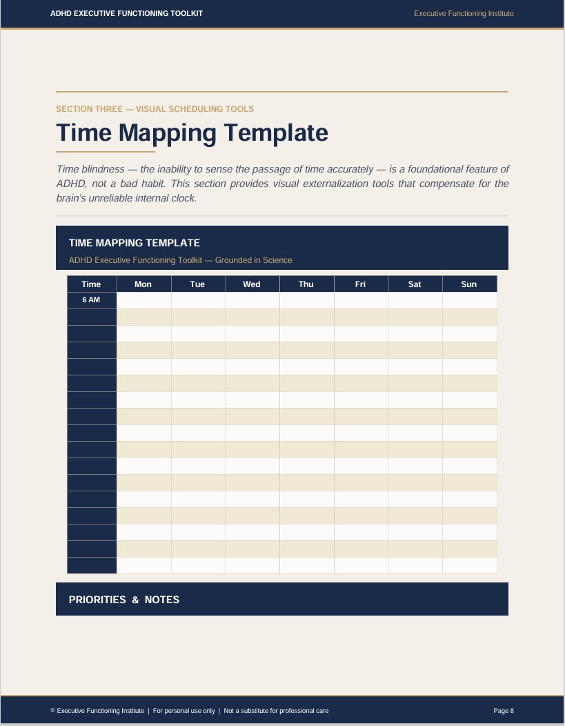ADHD Executive Functioning Toolkit for Adults & Teens | Printable PDF Workbook, Focus & Organization Planner