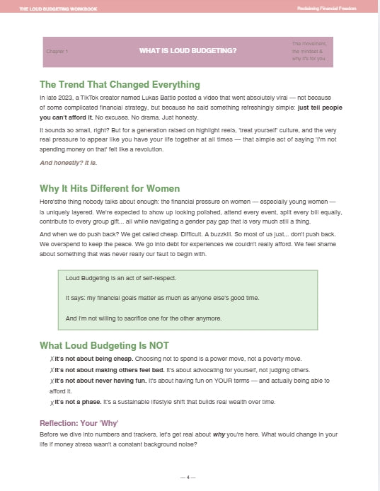 The Loud Budgeting Workbook | Printable Personal Finance Planner, Budget Tracker & Money Management PDF