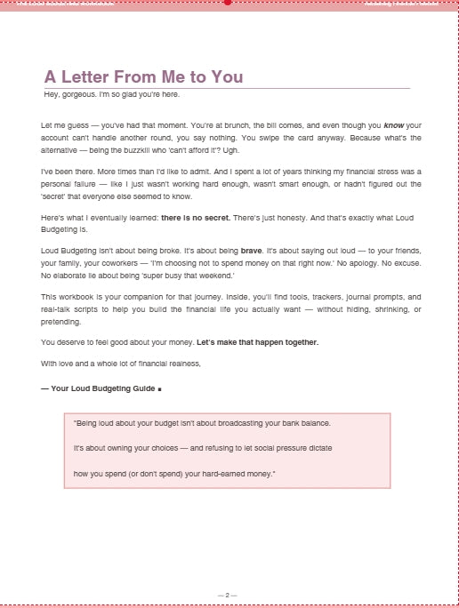 The Loud Budgeting Workbook | Printable Personal Finance Planner, Budget Tracker & Money Management PDF
