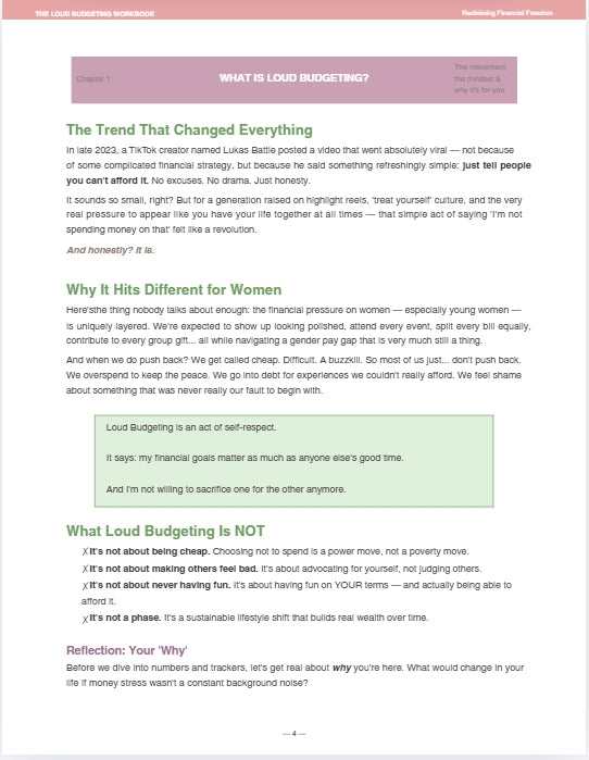 The Loud Budgeting Workbook | Printable Personal Finance Planner, Budget Tracker & Money Management PDF