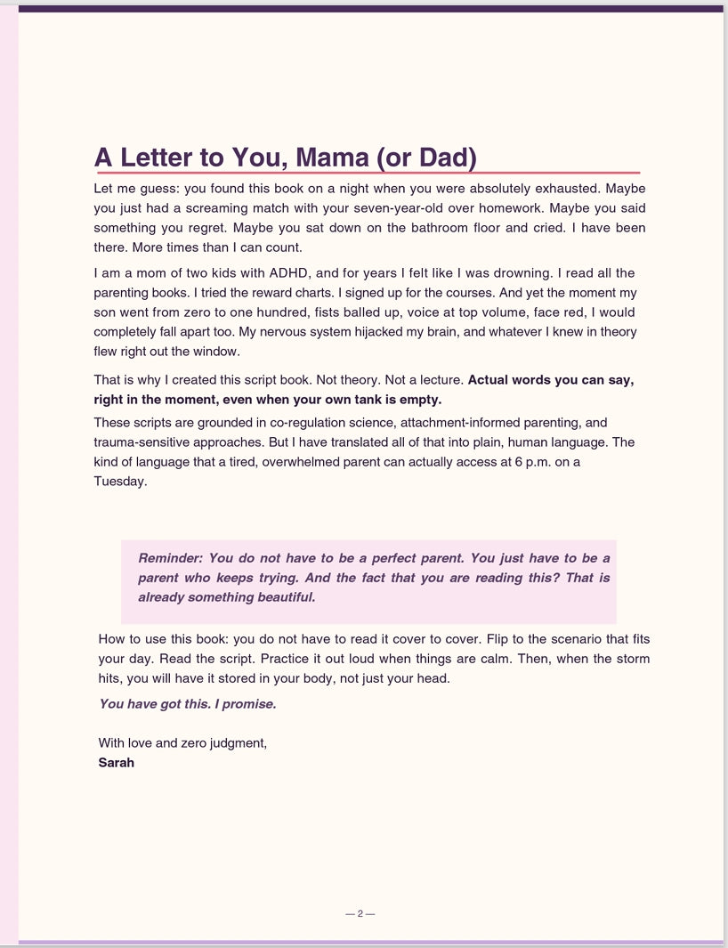 ADHD Parenting Script Book | De-Escalation Guide & Emotional Regulation Toolkit (Printable PDF)